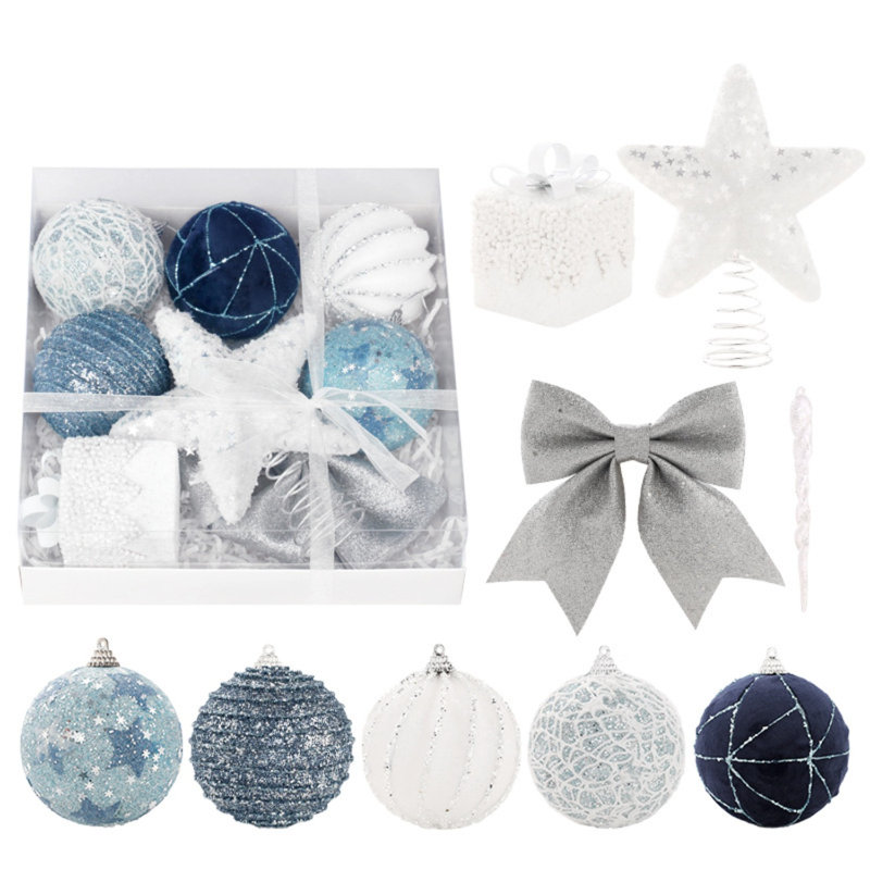 18 pièces de boules de Noël décoratives, Blue