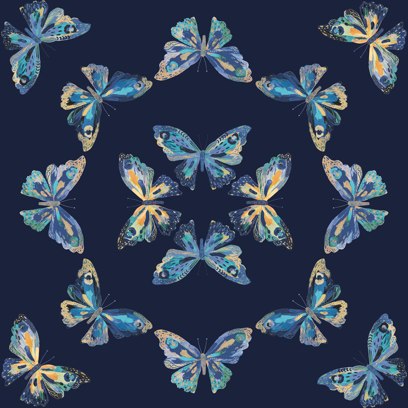 Papier peint adhésif EttaVee Papillon, Bleu