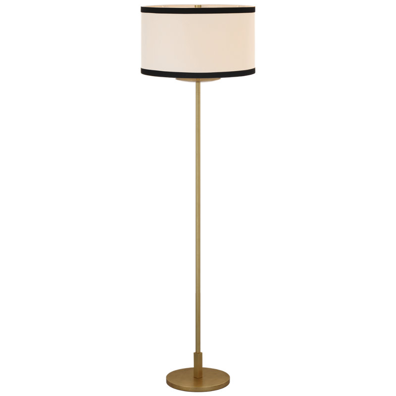 kate spade new york Walker 58" Cordless Floor Lamp with Linen Shade, Gild, White/Black