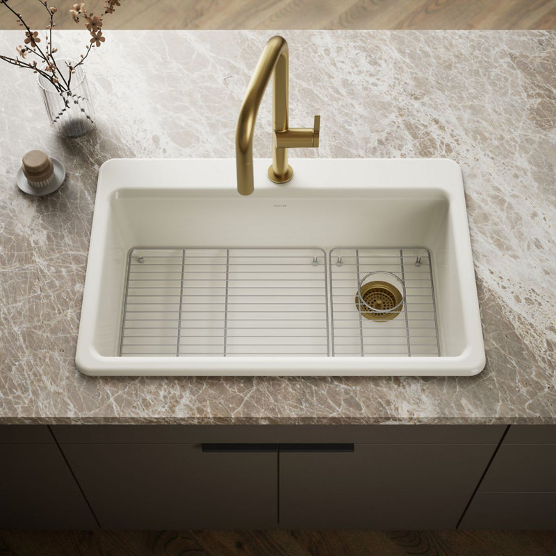 Riverby 33" Top-Mount Single-Bowl Kitchen Sink, Biscuit, 1 hole