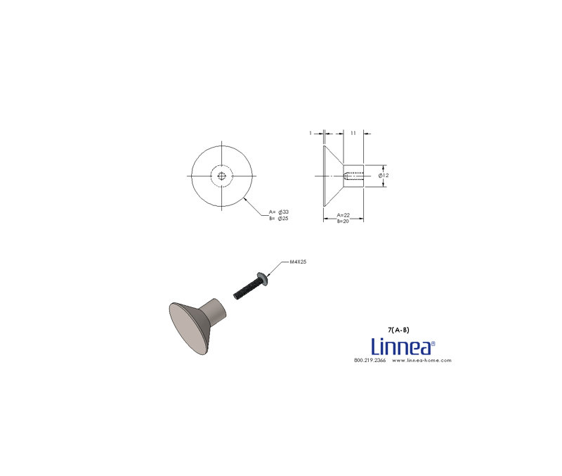 Conical Knob, Polished Stainless Steel