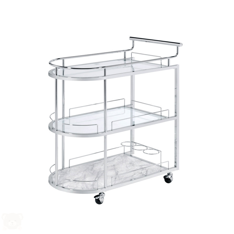 Chariot-bar Martavious en transparent et chrome