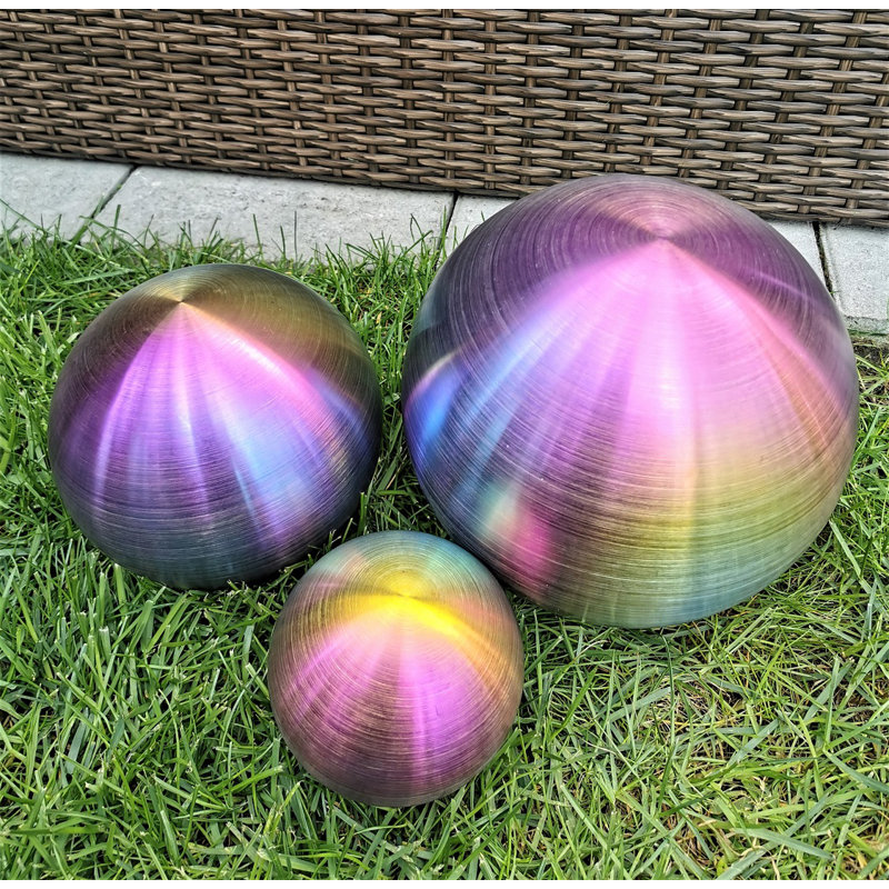 Daydrian Stainless Steel Gazing Ball, Turquoise/Purple/Yellow matt , 20cm H x 35cm W x 30cm D