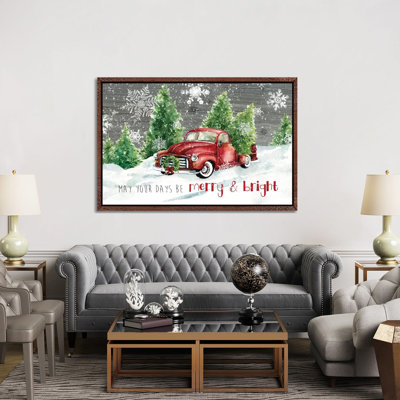 Merry And Bright Christmas Truck by Carol Robinson - Print on Canvas