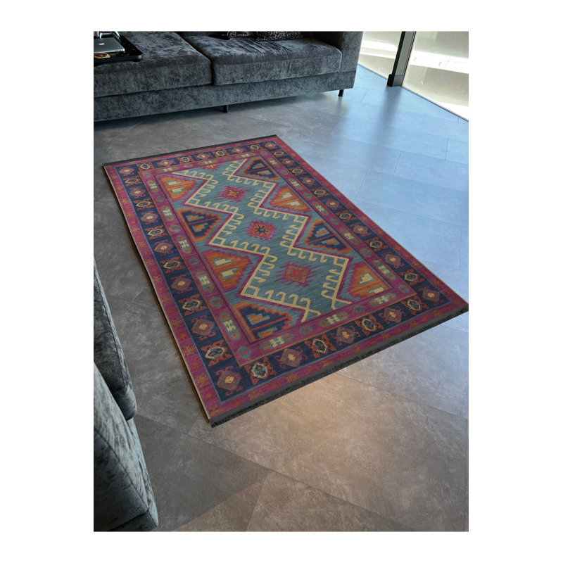 Tapis décoratif rétro Lila, Sous-tapis rectangulaire de 3 pi 3 po x 4 pi 11 po