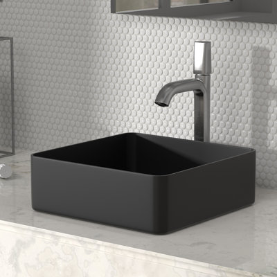 Évier de salle de bain carré en mélamine 16 po (drain non inclus)