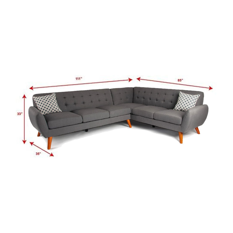 Gaege Upholstered L-Shaped Sectional Right Hand Facing, Gray Polyester Blend