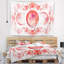 Motif exotique abstrait rouge sur tapisserie blanche-28497301