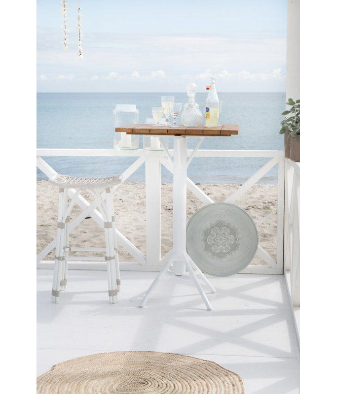 Salsa Outdoor Bar Stool, Sailcloth Seagull Geometric Sunbrella® Basketweave