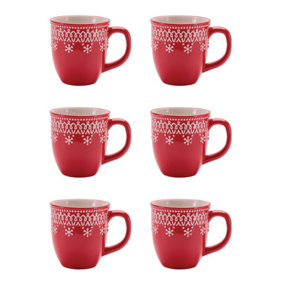 Embossed Ceramic Snowflake Mug (Set of 6)