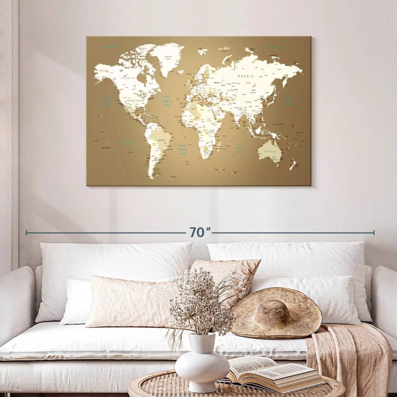 Chef-d'œuvre de la carte du monde Aliaz I, H 30 po x l 45 po