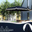 Parasol de terrasse bleu foncé de 2,74 m (9 pi), inclinable et à manivelle, à franges, avec pompons, idéal pour le jardin, la terrasse ou la piscine.