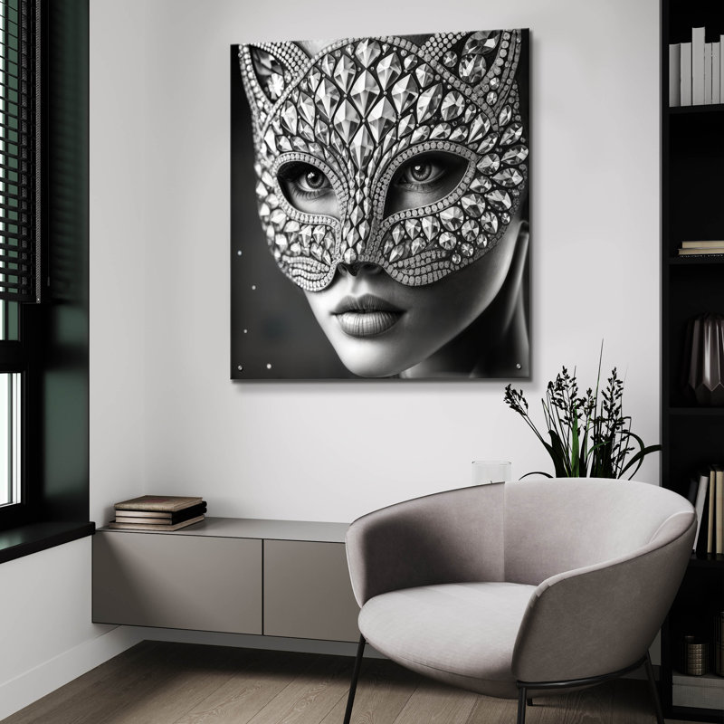 «Masquarade» par Rey Klimt, art mural en verre acrylique, 36 po x 36 po