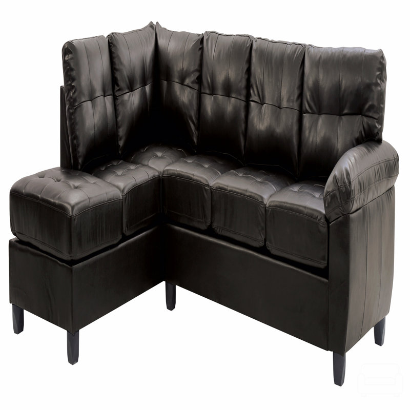 Sectional, Black Faux Leather
