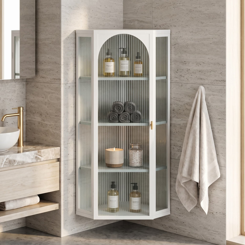 Armoire de rangement murale blanche de 104 cm (41 po) de hauteur pour salle de bain, Blanc