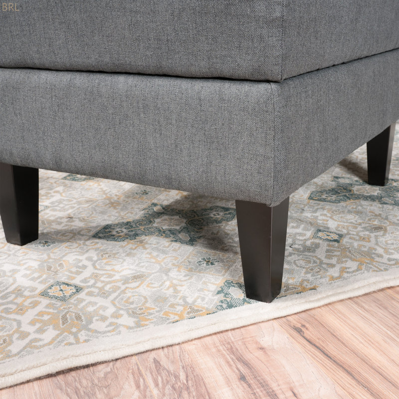 Anjuman Upholstered Ottoman, Dark Gray Polyester Blend, Dark Gray 