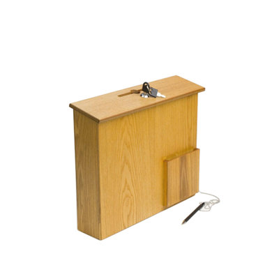 Boîte FixtureDisplays®, collection de charité, idée, collecte de fonds, panneau de fibres à densité moyenne de chêne moyen l 15 po x H 12 3/4 po x P 3 5/16 po 1040-85-MO