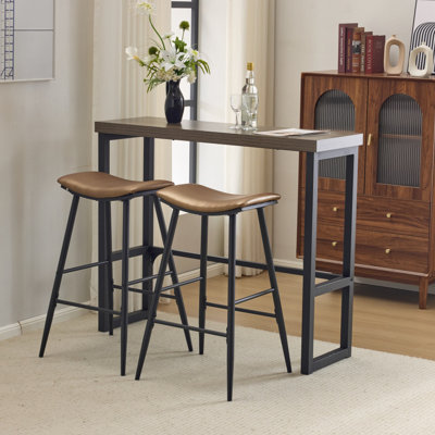 47.24in Modern Counter Height Bar Table and Chairs Set with 2 Stools for Kitchen Dining Table by 17 Stories