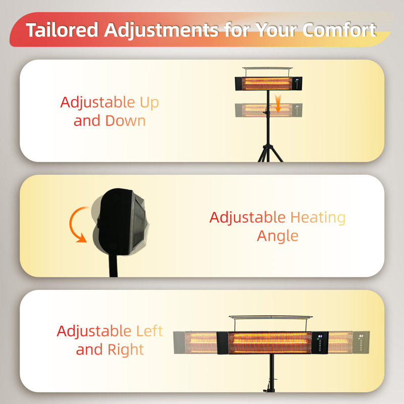 Black 1500W Electric Infrared Patio Heater with Remote