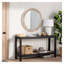 Miroir mural rustique rond de 70 cm (27,56 pouces), cadre en bois blanc antique orné de perles, idéal pour une décoration de style campagnard.