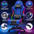Gaming Chair With Speakers, Video Game Chair With Music Rhythm RGB LED Lights, Ergonomic Comfortable Office Computer Chair For Adults, Adjustable Reclining Chair With Footrest-1225388651