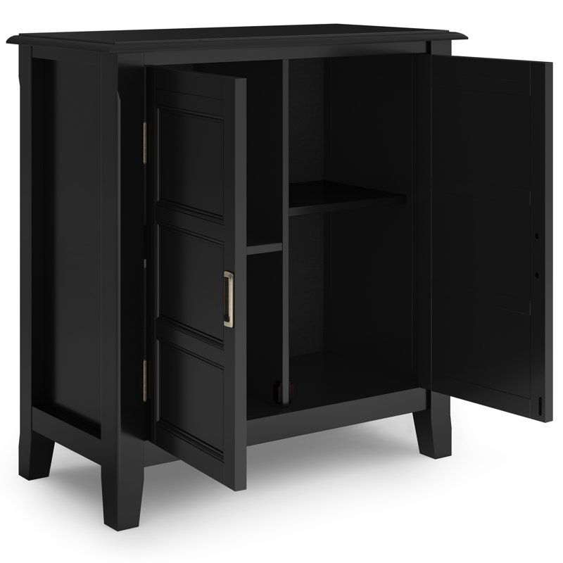 Burlington Black Solid Wood Low Storage Cabinet with Adjustable Shelves