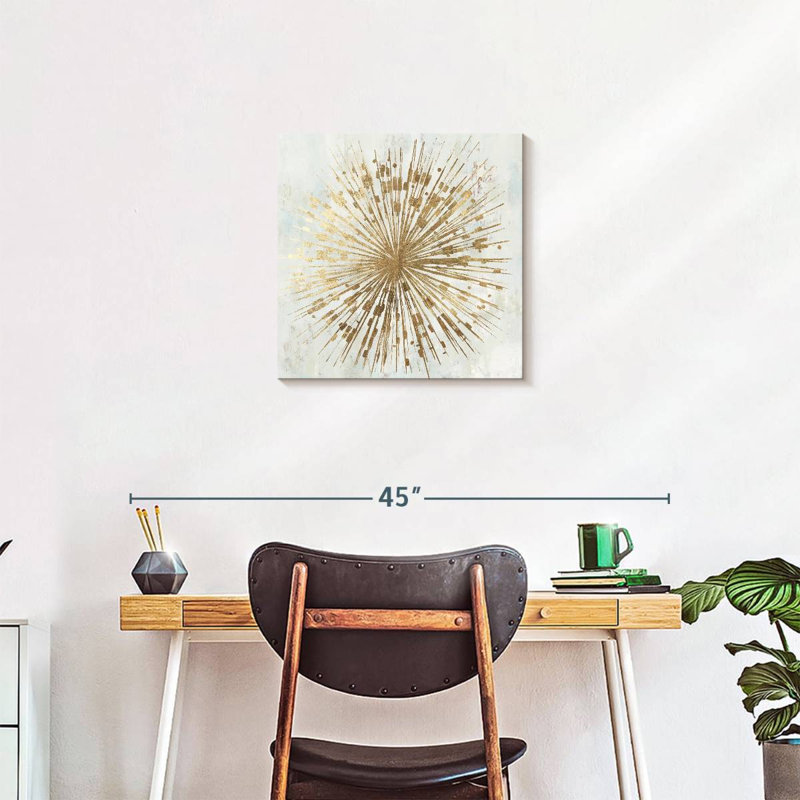 Étoile dorée sur toile, H 20 po x l 20 po