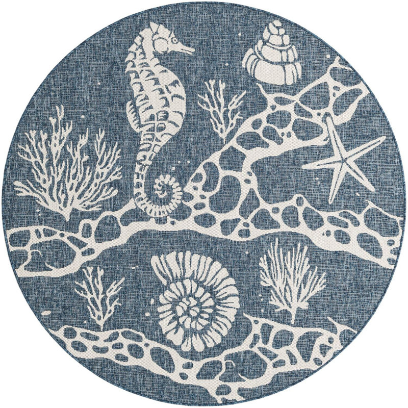 Tapis contemporain bleu marine Aycan, Rond 6 pi 1 po