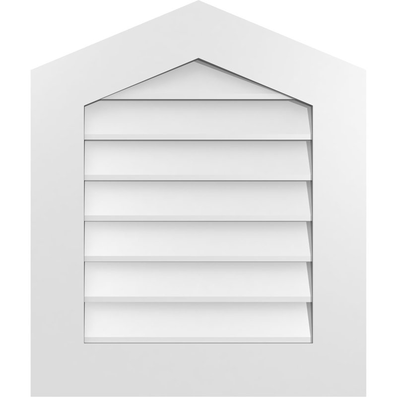 Peaked Top Surface Mount Signature Urethane Non-Functional Gable Vent 5/12 Pitch Primed Tan, 26" H x 22" W x 1" D