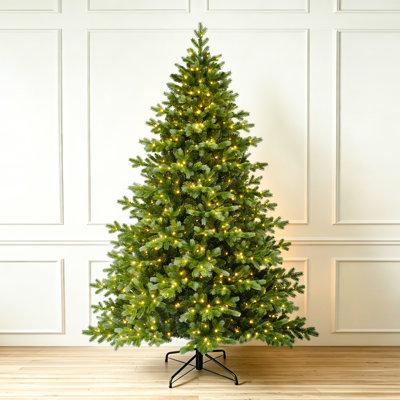 Pre-Lit PE/PVC Christmas Tree, LED Lights & Metal Stand