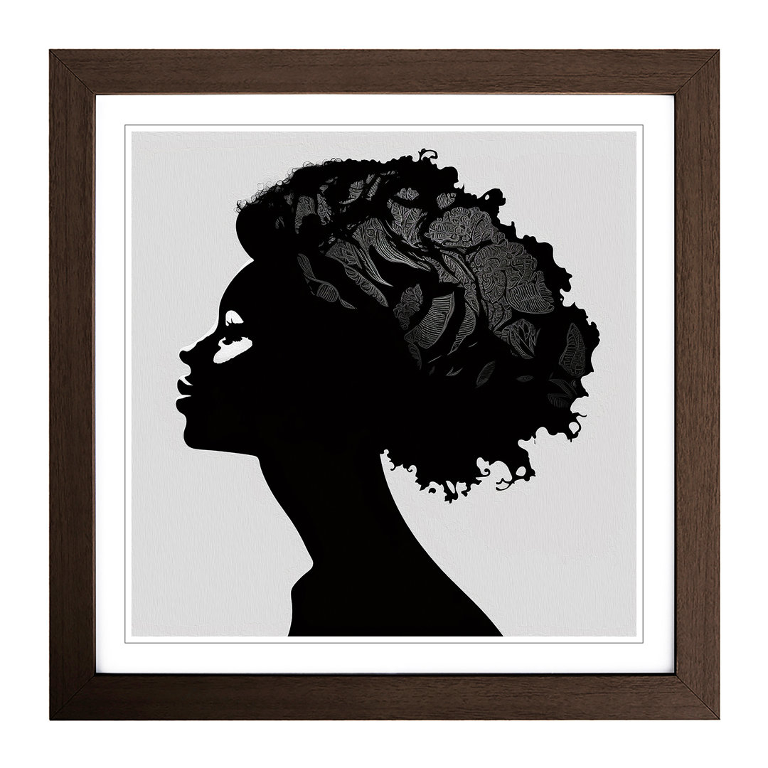 Woman with Affro Silhouette - Framed Print