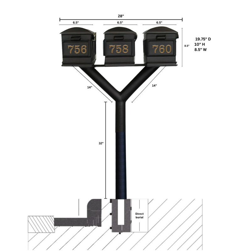Penfield 72.375'' H Multi-Mount Post, Bronze