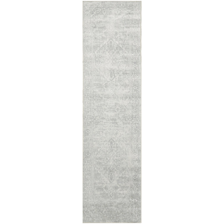 Bungalow Rose Harleigh Machine Washable Light Grey Vintage Indoor Rug