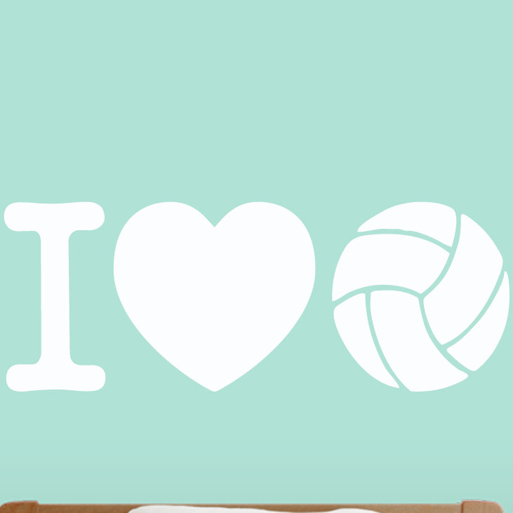 Décalcomanie murale i love volleyball, Blanc