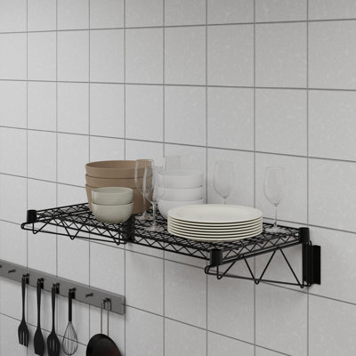 Black Epoxy Wire Wall Mount Shelf
