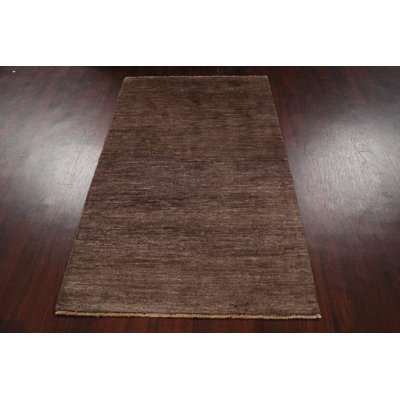 Tapis brun noué à la main de conception unique 3 pi 3 po x 5 pi 1 po