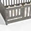 Lit simple au sol, grain de bois gris, porte et garde-corps, lit de repos indépendant, gris grain, porte réglable, pin de haute qualité-130481155