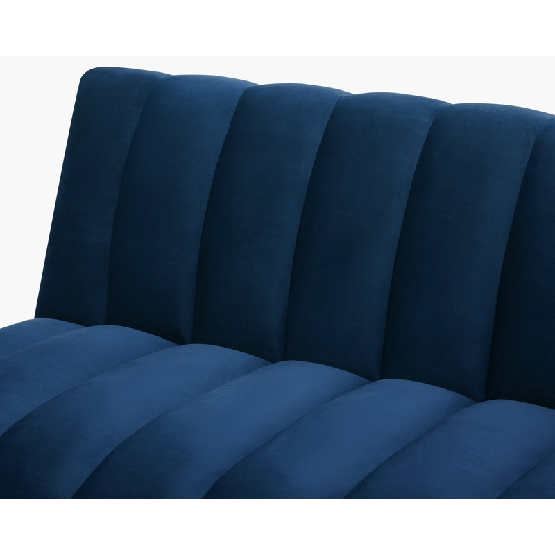 Camille 3 Seater Sofa Bed in Velvety Fabric, Midnight Blue Velvet