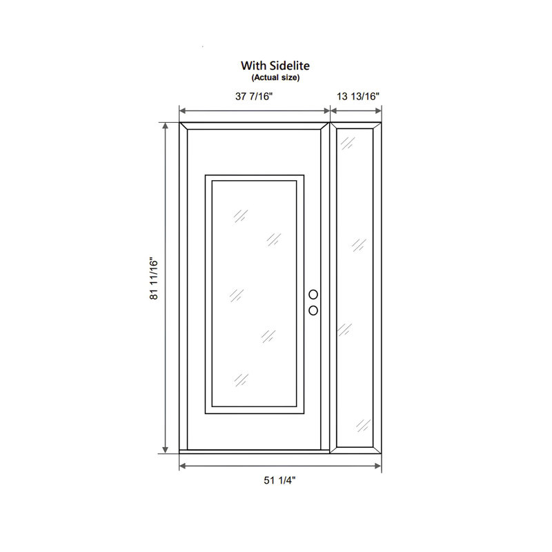 Porte d'entrée avant pré-montée Sidelite, Oui, L 51,25 po x H 81,69 po, Gelé