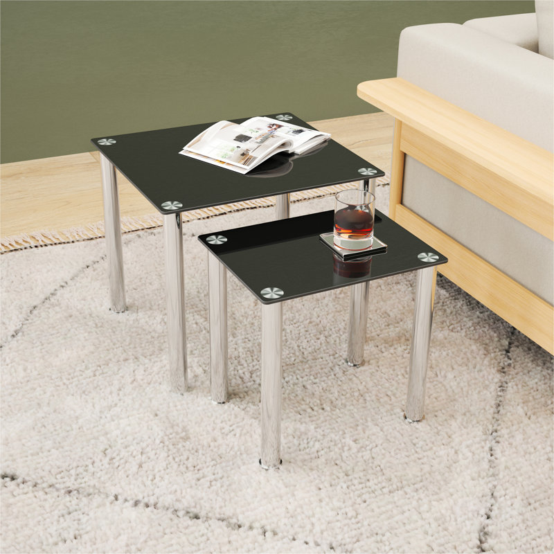 Marmolejo 2 - Piece Glass Top Living Room Table Set