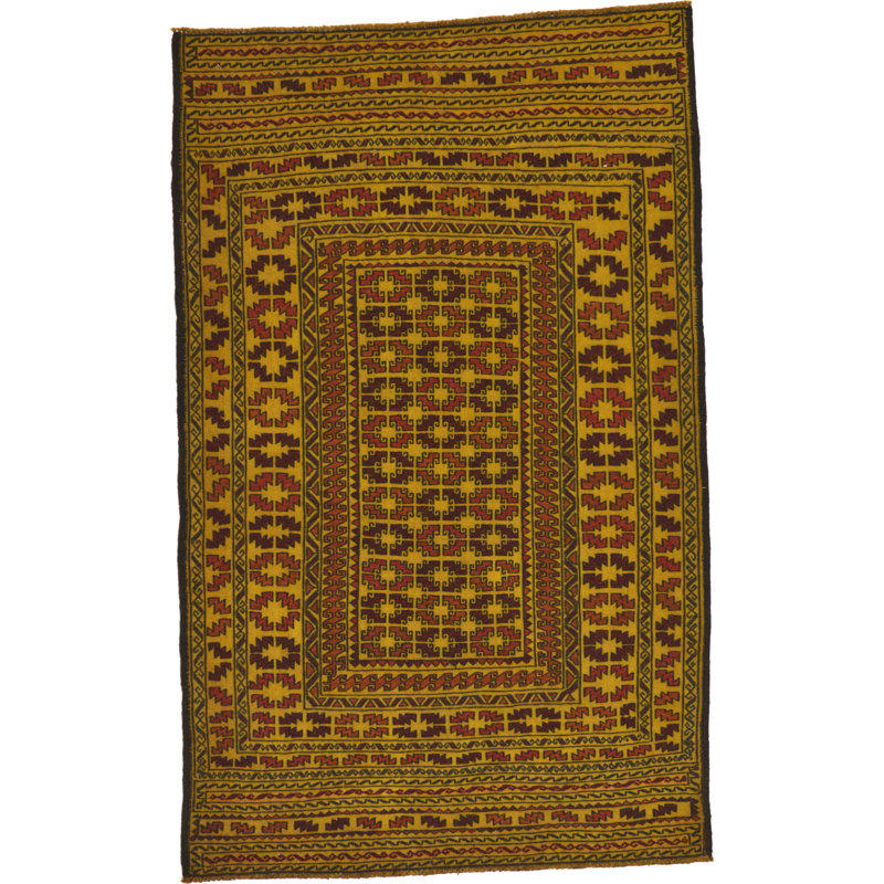 Tapis intérieur de la laine 4 pi x 6 pi 3 po one-of-kind à la main noué la new age Warminster