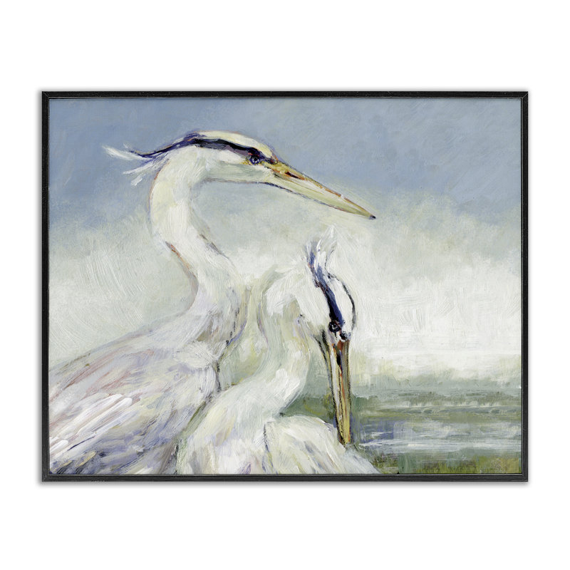 «Scenic Beach with Two Egrets», art de la giclée encadrée, design par Susan Winget, H 11 po x l 14 po