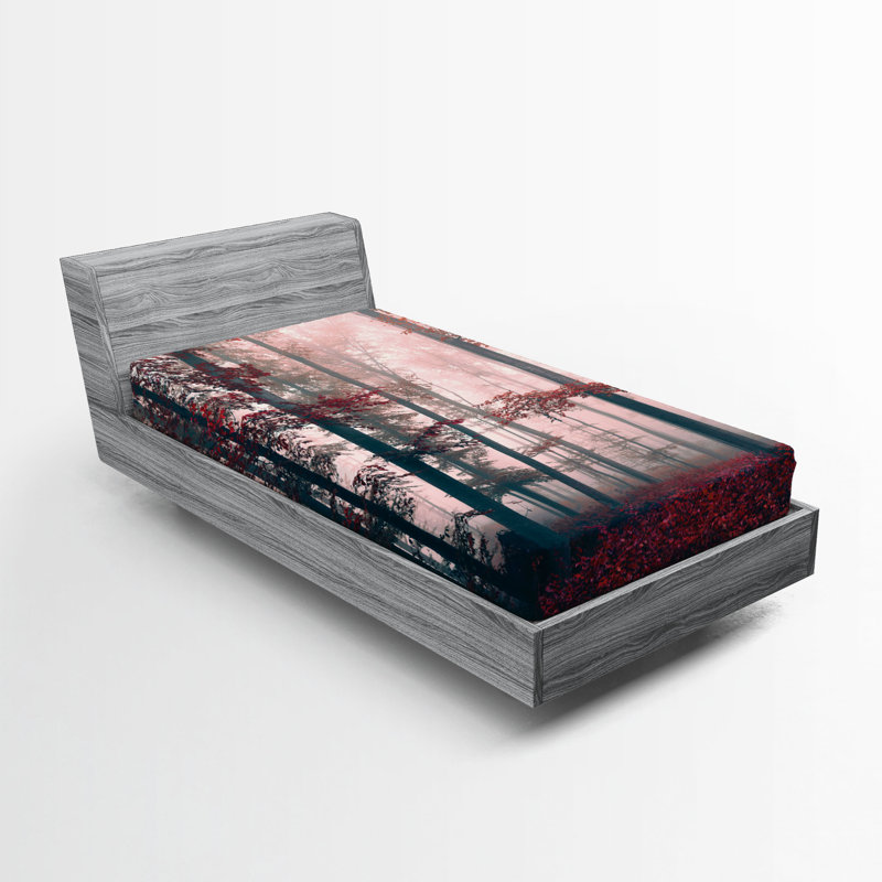 Ensemble de draps-housse Ambesonne Forest, Drap-housse de taille simple