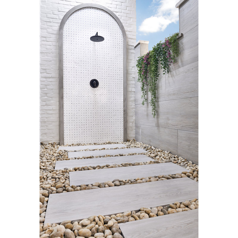 Geometric 13 in. x 13 in. Polished Marble Mosaic Floor and Wall Tile, Calabria Frost Gray
