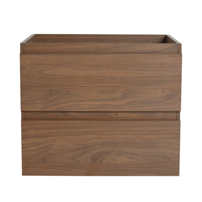 Meuble-lavabo de 24 po au design flottant, grain de bois et 2 tiroirs - pratique pour le style contemporain de couleur chêne brun, glissières de tiroir à extension lisse aux 2/3 avec 45 poignées biseautées fonctionnelles