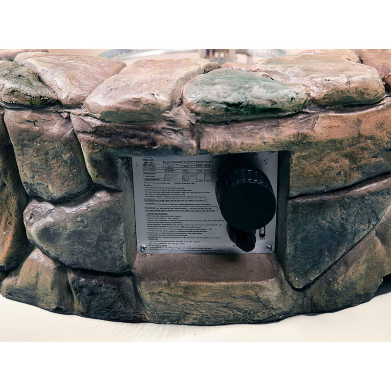 Lavish Garden & Patio Gas Fire Pit With Eco-Stone Finish, Bronze
