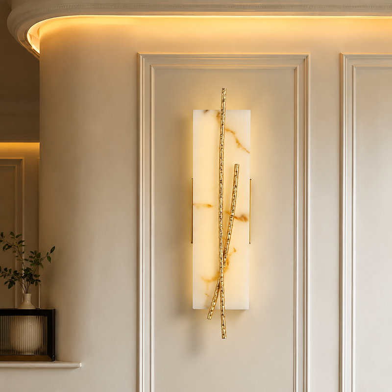 Applique murale pour salle de bain 2 lumières avec motif de marbre