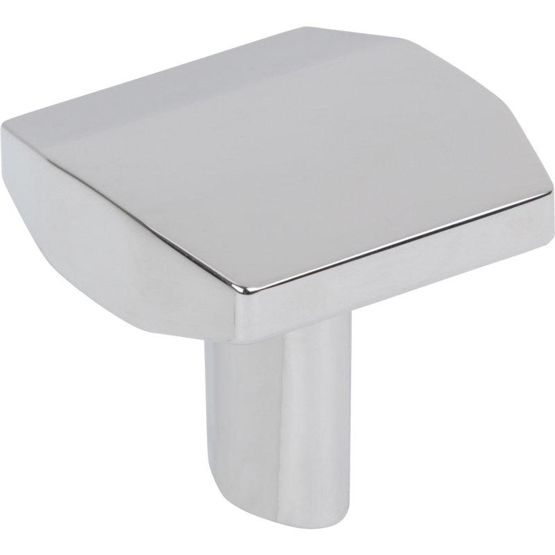 William 1-1/4" Length Square Knob, Polished Chrome