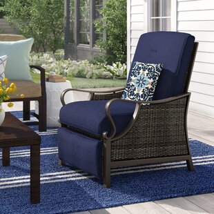 Aadhira Recliner Patio Chair with Cushions Latitude Run Cushion Color: Navy Blue