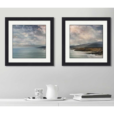 « calmeing sea », ensemble de 2 reproductions de peintures à l’acrylique encadrées
